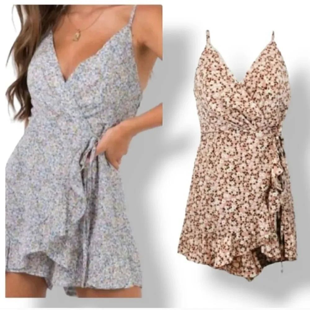 Princess Polly Ditsy Floral Surplice Wrap Romper in Pink Ditsy Floral Size 4